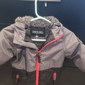 Sequoia Kids 18 MONTH Puffer Jacket in Gray and Black with Red Details